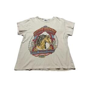 DAYDREAMER WILLIE NELSON WILD WEST SHORT SLEEVE TEE SHIRT BLOUSE CREAM M H74